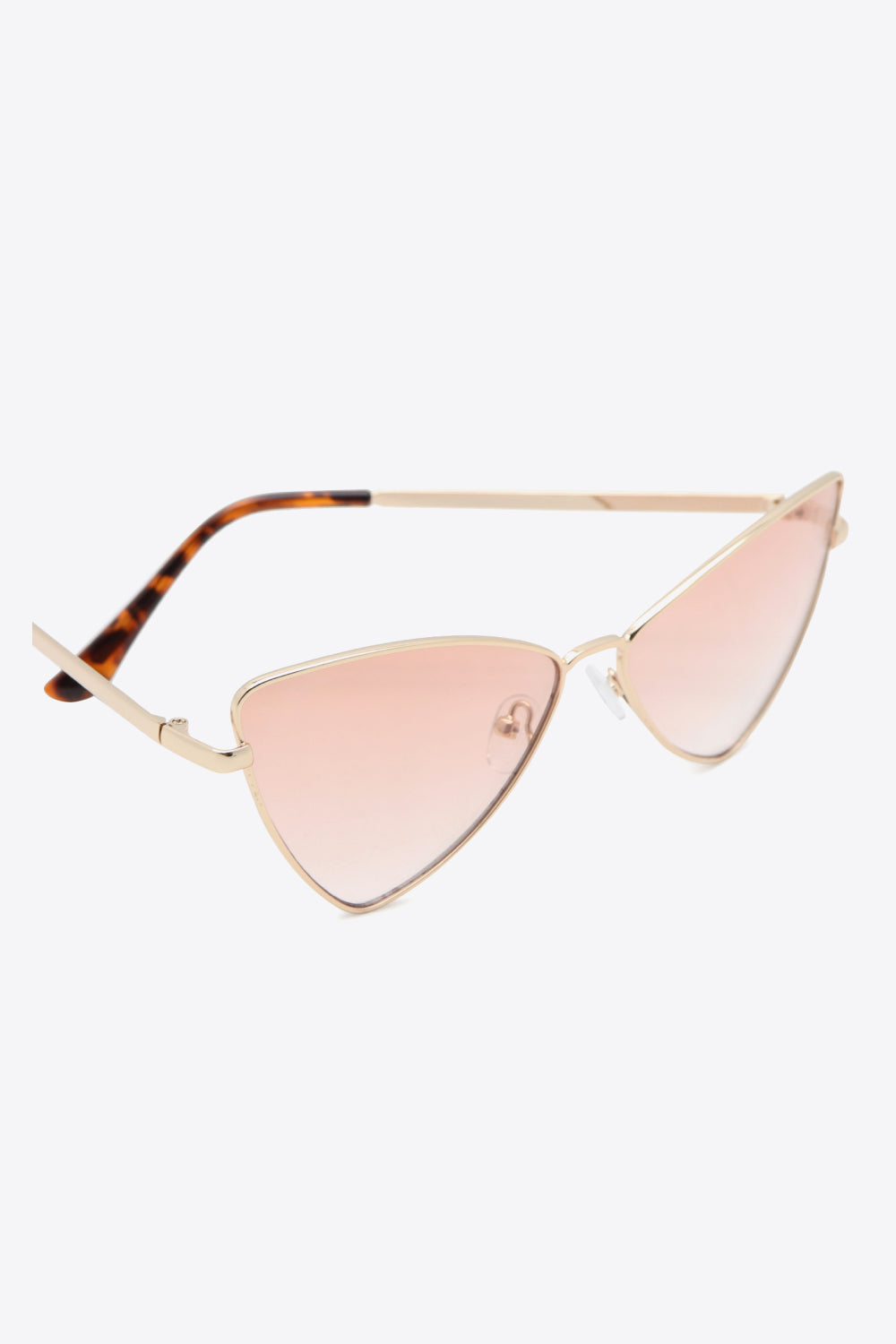 Side profile of cat-eye sunglasses with hybrid temples