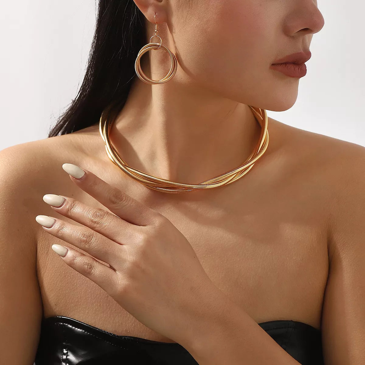 Twisted Metal Earring and Necklace Jewelry Set in Gold | Rebellious Gal Jewelry Set