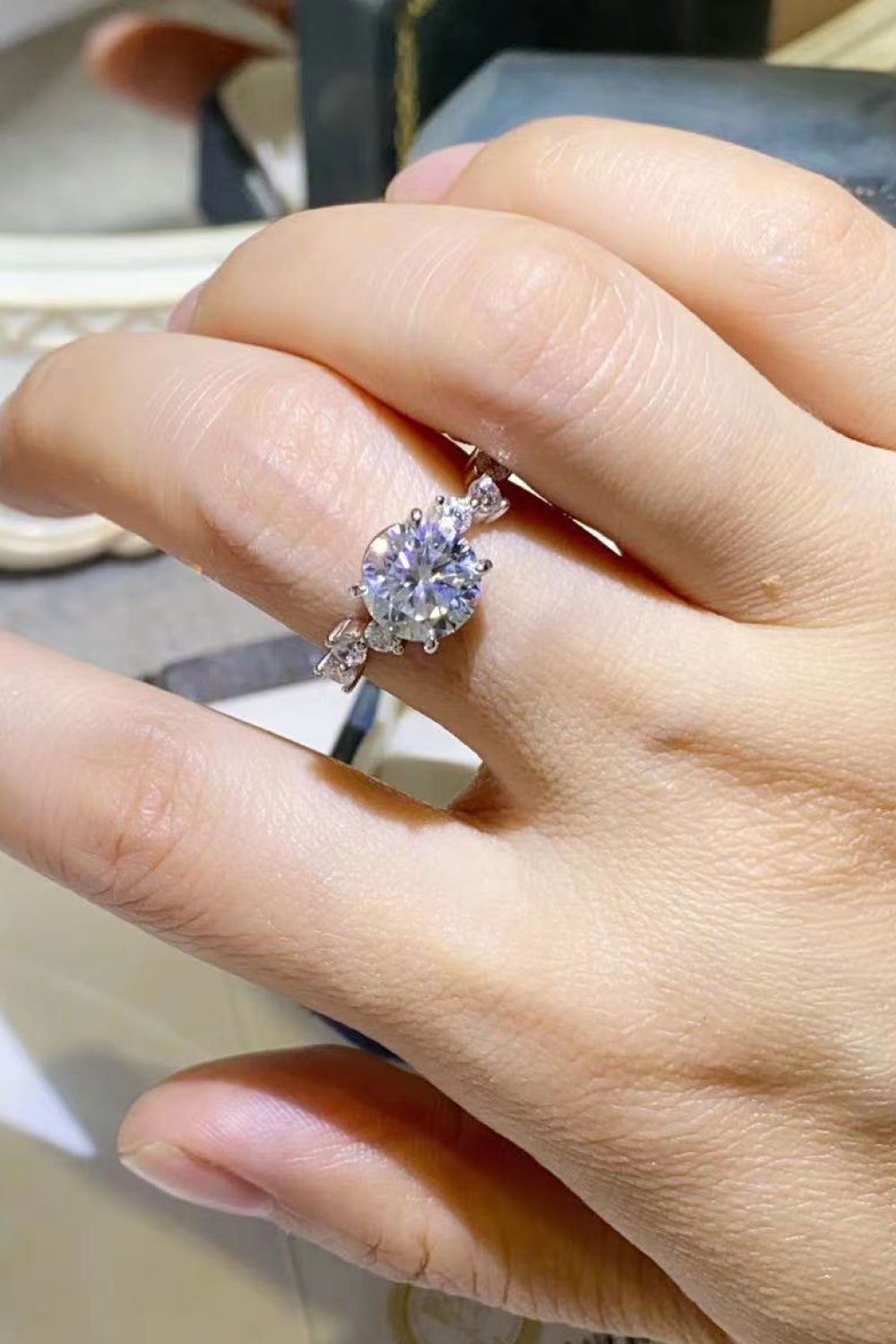 Rebellious Gal 2CT Moissanite Ring - Model Finger Shot
