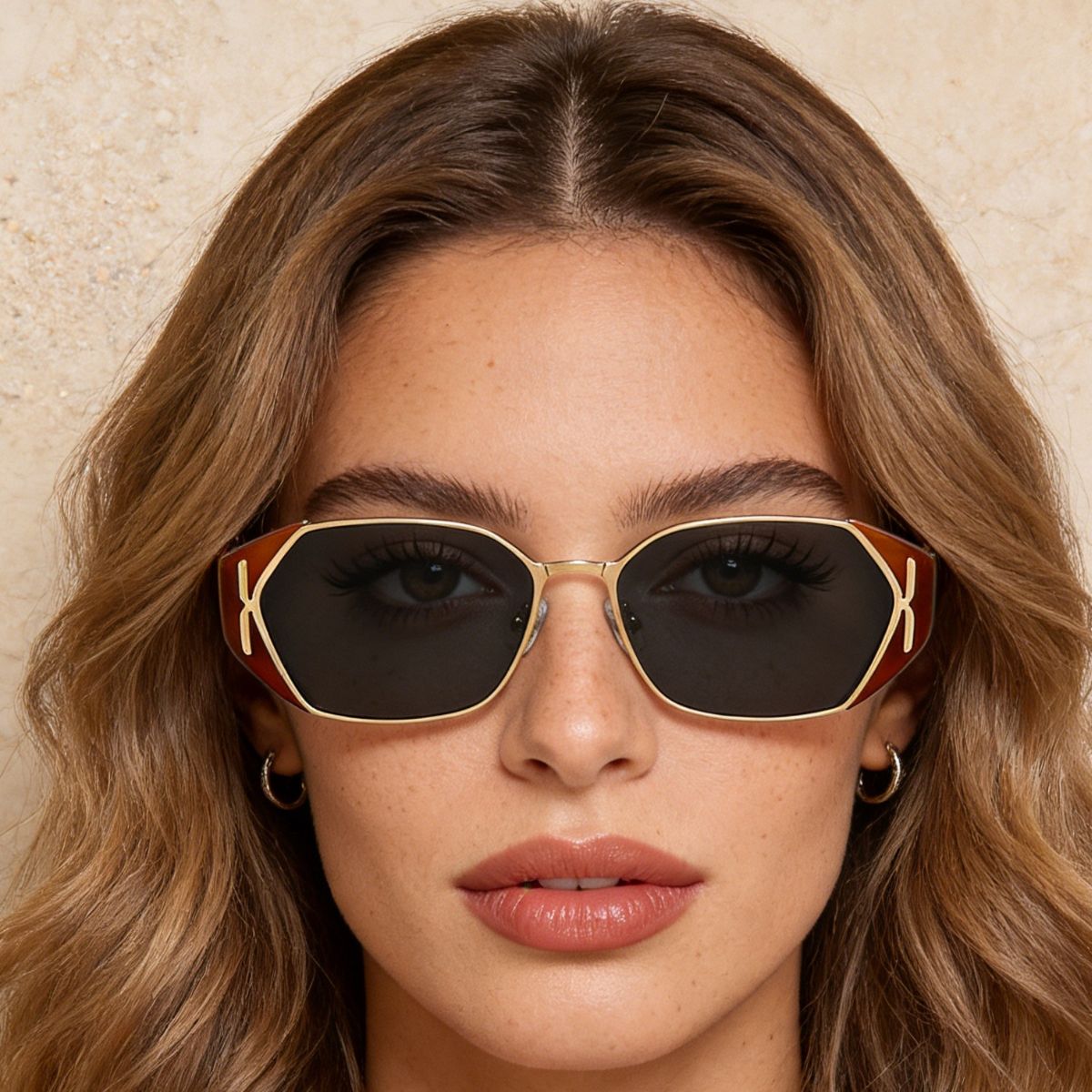 Side profile of lightweight geometric sunglasses showing sharp temple lines