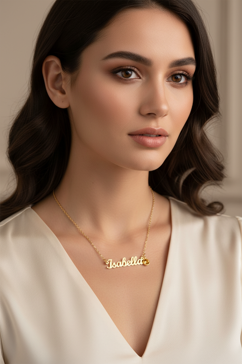Custom Name Necklace with Birthstone | Rebellious Gal Personalized Jewelry Gift