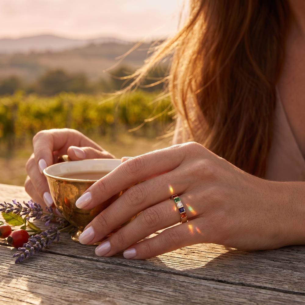 Stackable Birthstone Ring in 18K Gold Finish - view 6