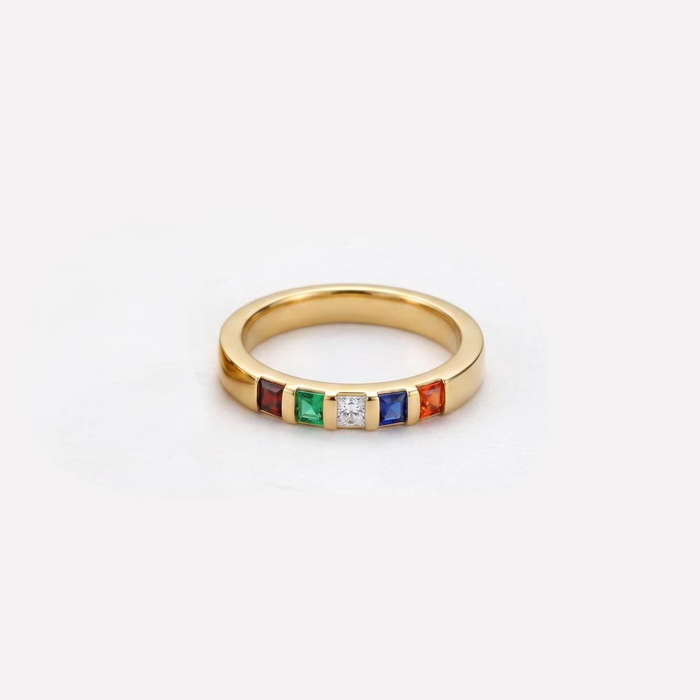 Stackable Birthstone Ring in 18K Gold Finish - view 3