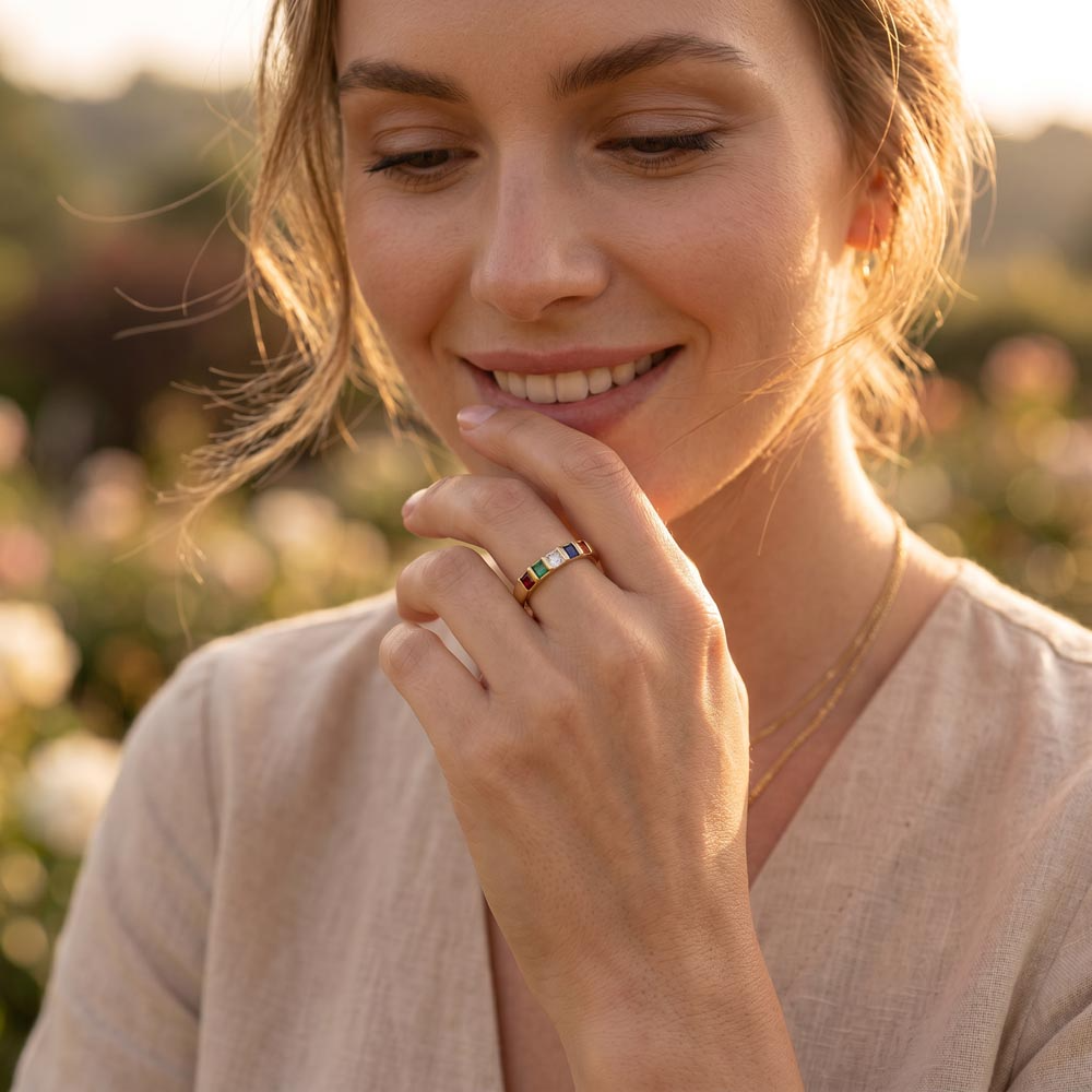 Stackable Birthstone Ring in 18K Gold Finish - view 4