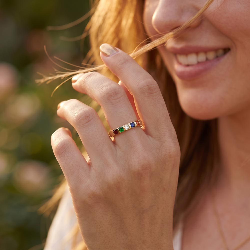 Stackable Birthstone Ring in 18K Gold Finish - view 5