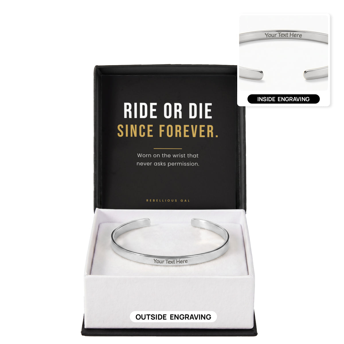 Personalized Engraved Cuff Bracelet - view 4