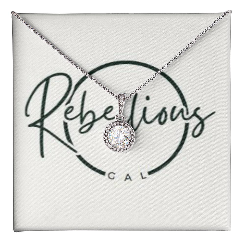 Rebellious Gal Eternal Hope Necklace – Sparkling Cushion Cut CZ Pendant in 14k White Gold