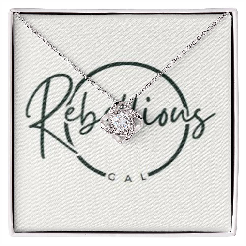 Rebellious Gal Love Knot Necklace: A Timeless Symbol of Unbreakable Bond, with Sparkling Cubic Zirconia Crystals