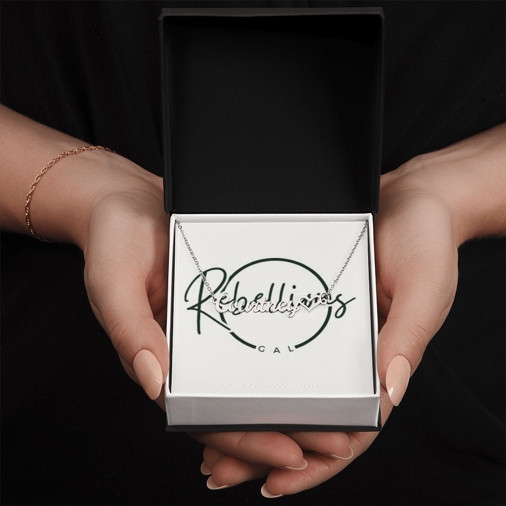 custom name necklace in a black box