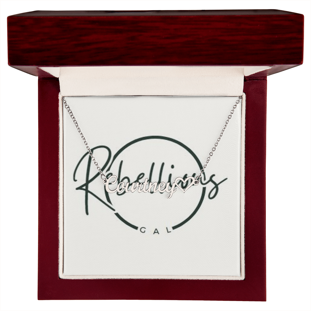 custom name silver necklace in a premium box