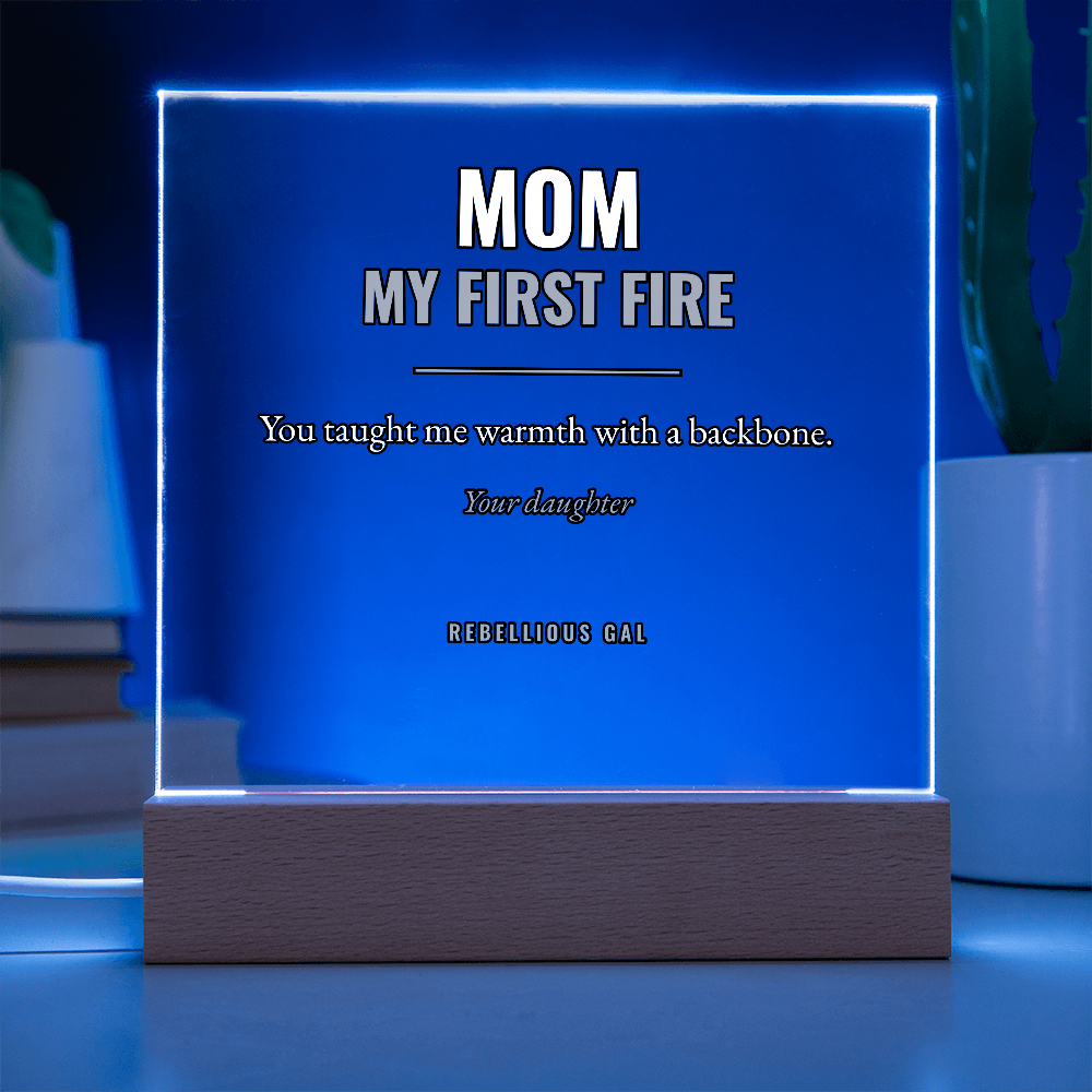 Bright blue light fills the panel, a glowing edge framing the printed message