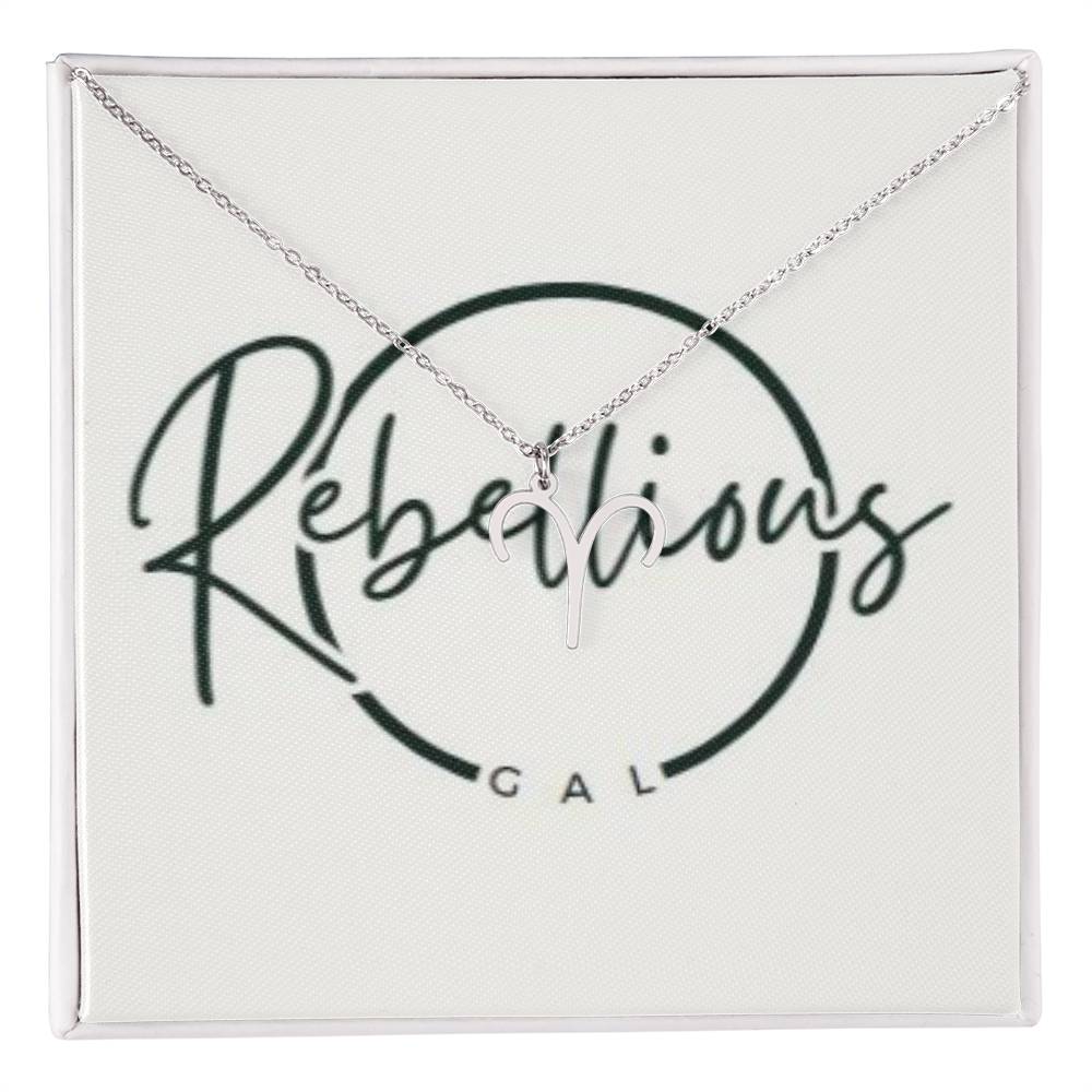 Rebellious Gal Zodiac Name Necklace – Custom Astrological Pendant in Stainless Steel or 18k Gold