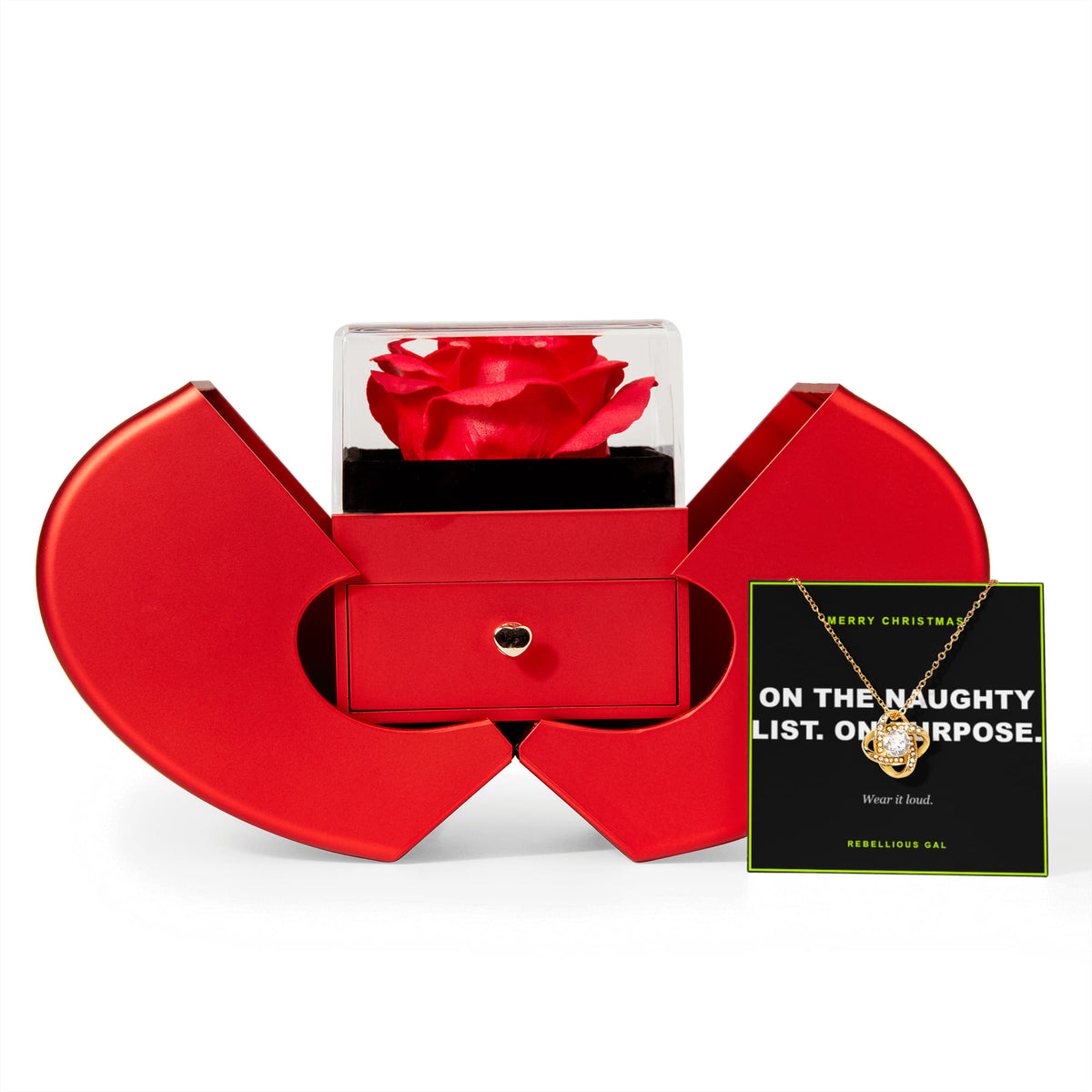 Love Knot Necklace in a Red Rose Heart Box - view 5