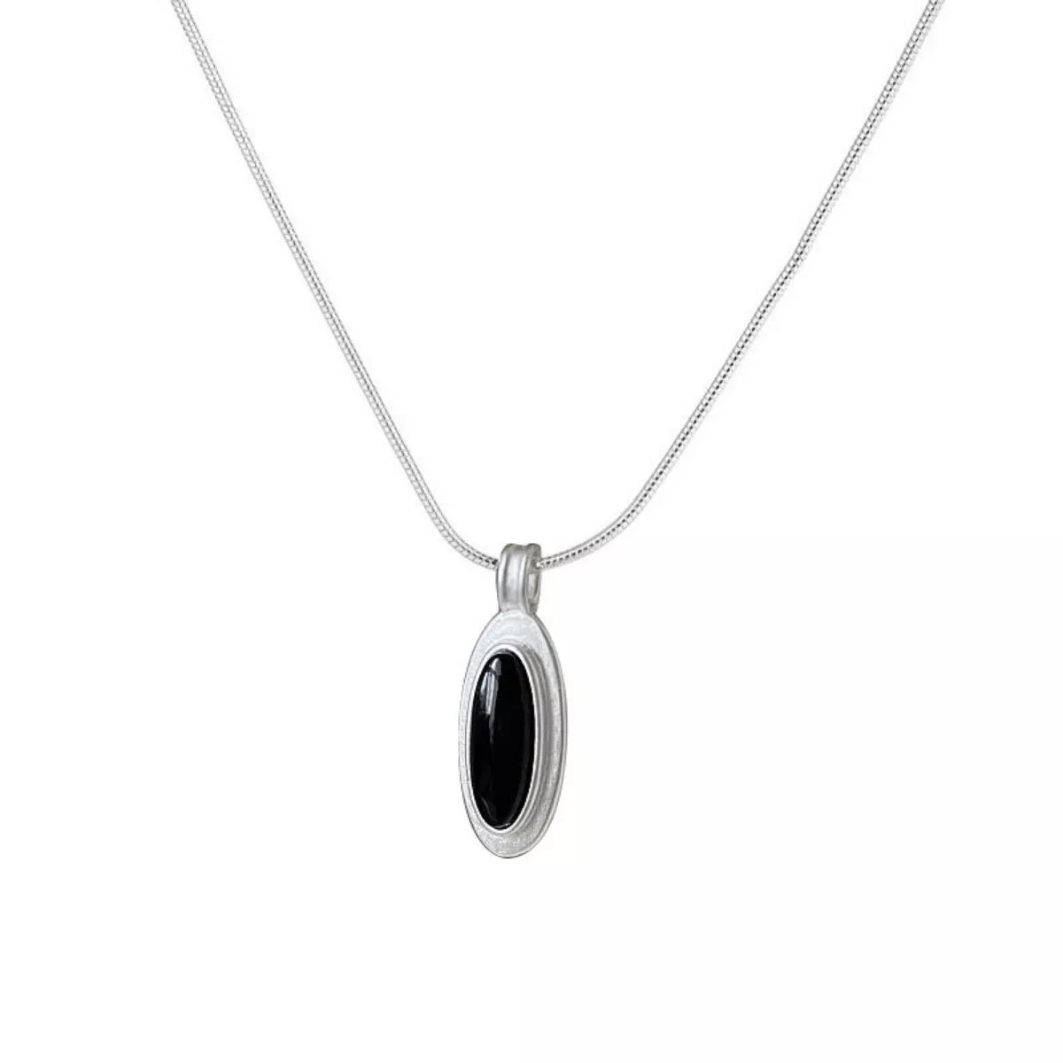 Rebellious Gal 925 sterling silver geometric pendant necklace front view on white background