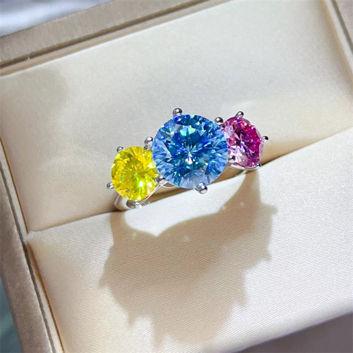 5 carat moissanite ring with platinum plated band