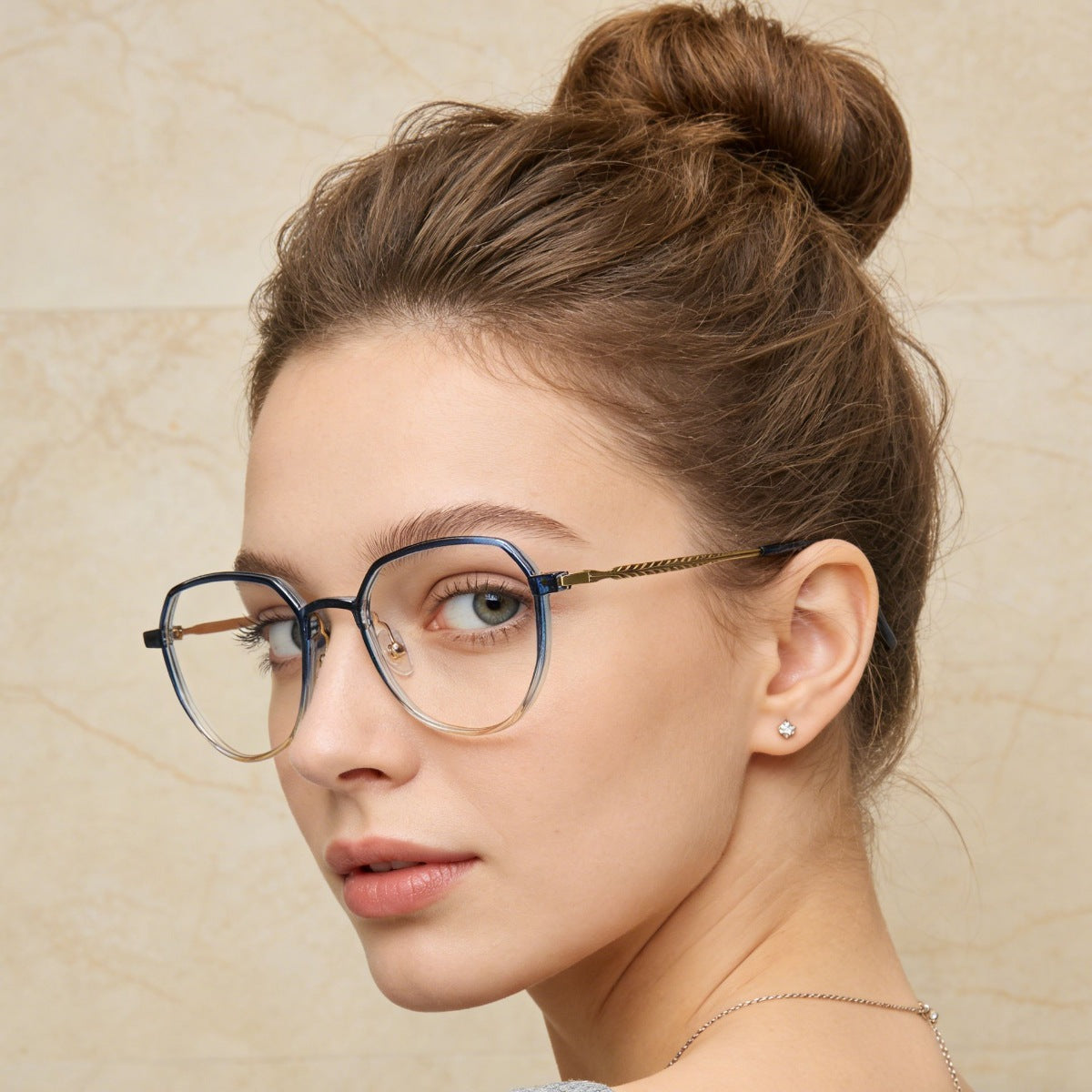 Rebellious Gal hexagon glasses front view