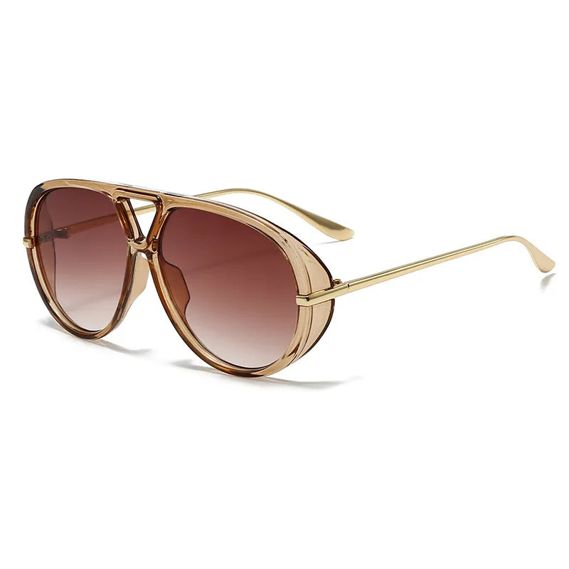 2026 trend yellow tint aviator sunglasses full UV protection white background