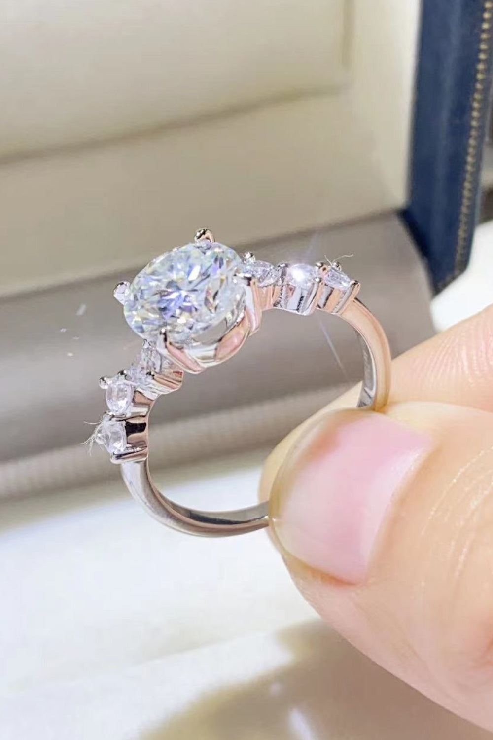Rebellious Gal 2CT Moissanite Ring - Close Up Hold Against Light Shot