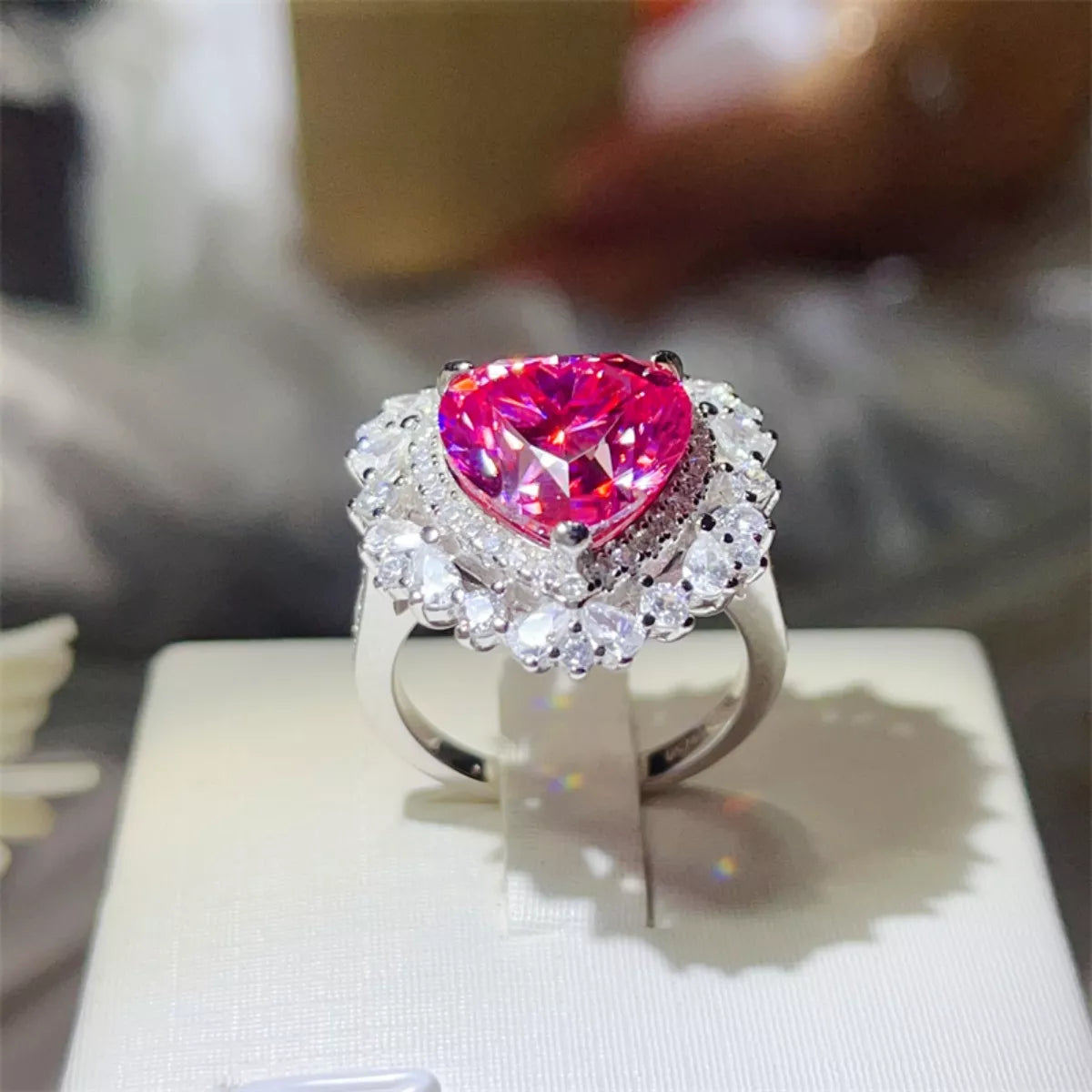 5 Carat Heart Shape Moissanate Ring On Ring Case - Titanic Design Ring on Ring Case - Rebellious Gal