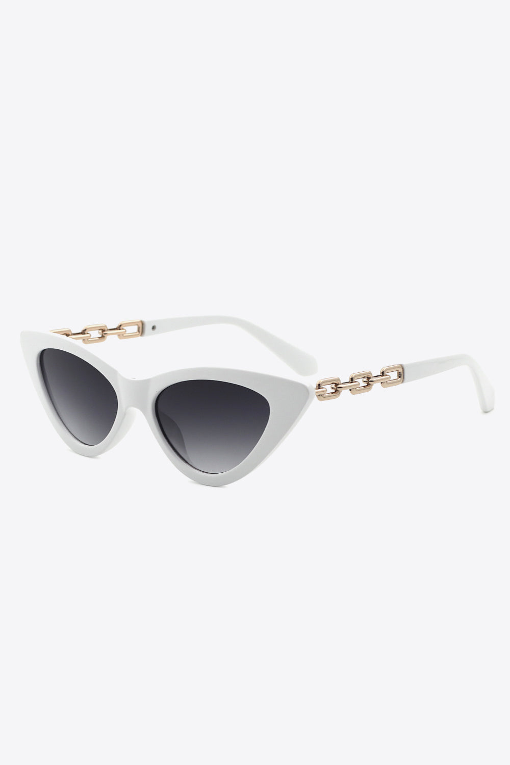 Structured cat-eye sunglasses worn by model