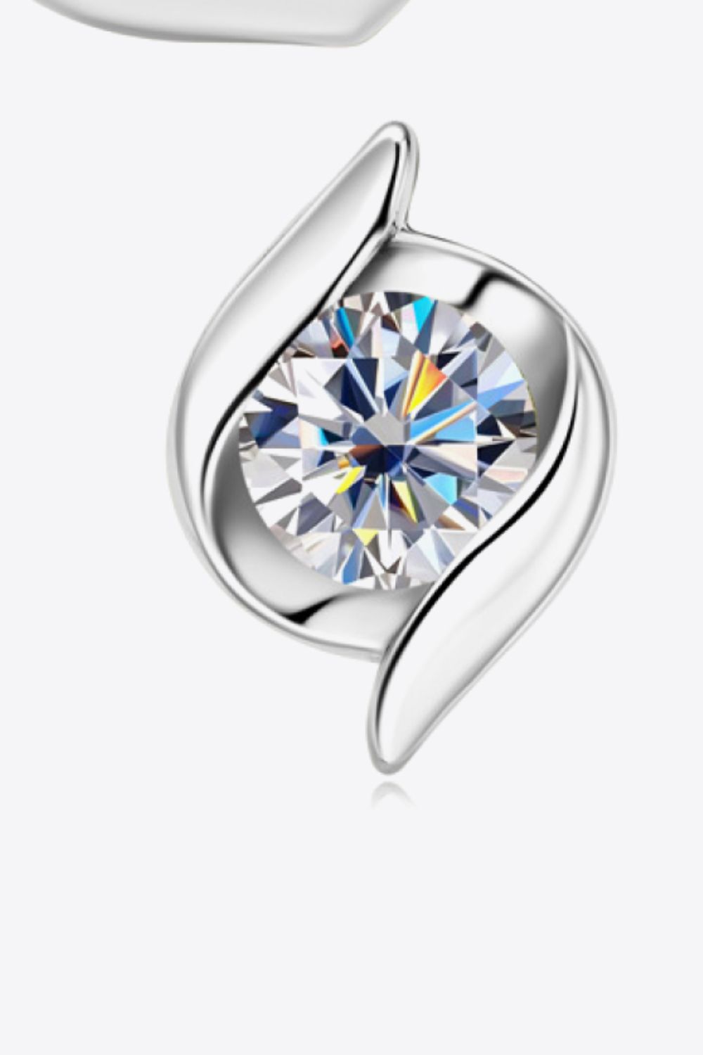 Moissanite 925 Sterling Gold Stud Earrings Close Up Shot