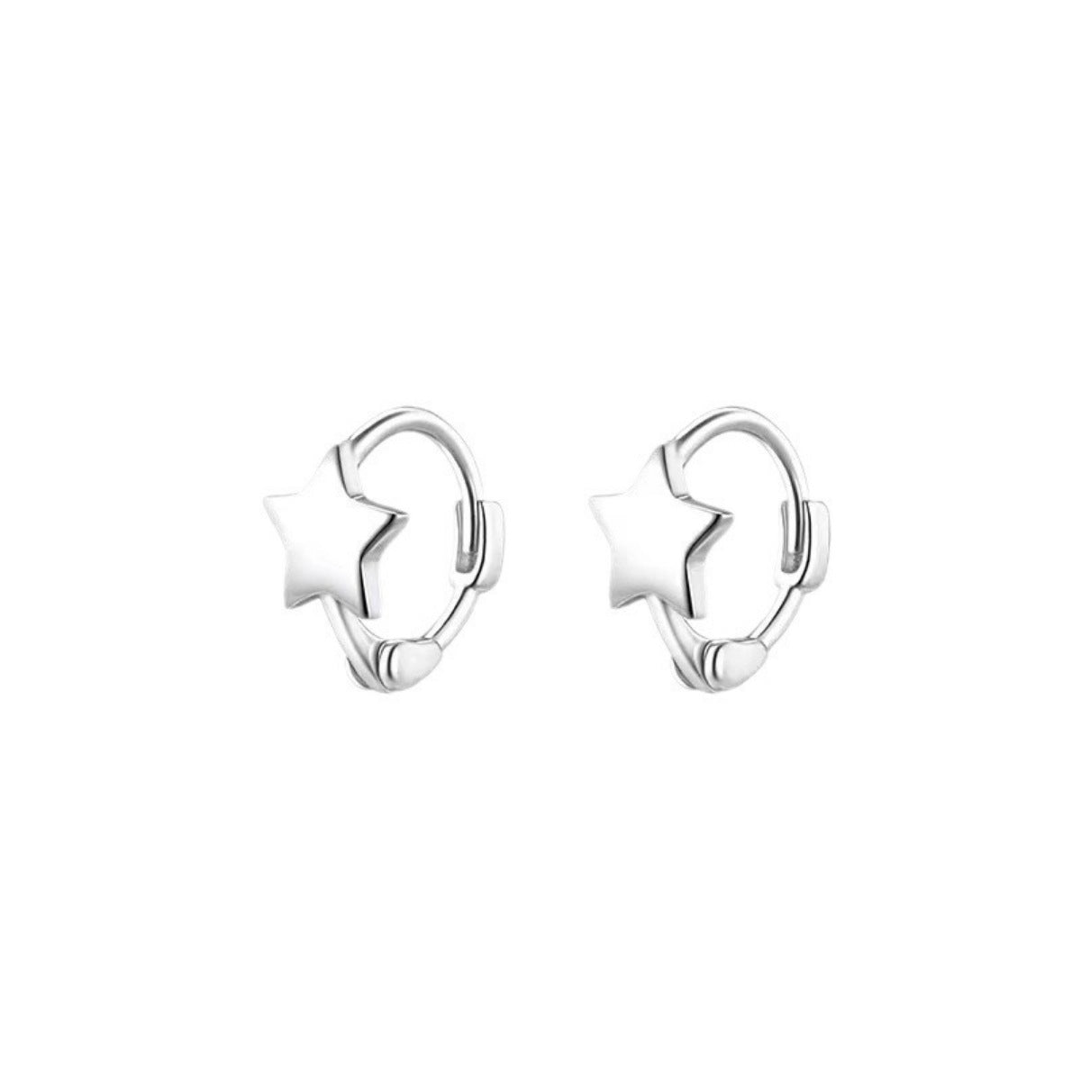 Side profile of 0.4" tiny star earrings showing dangle length and shape white background