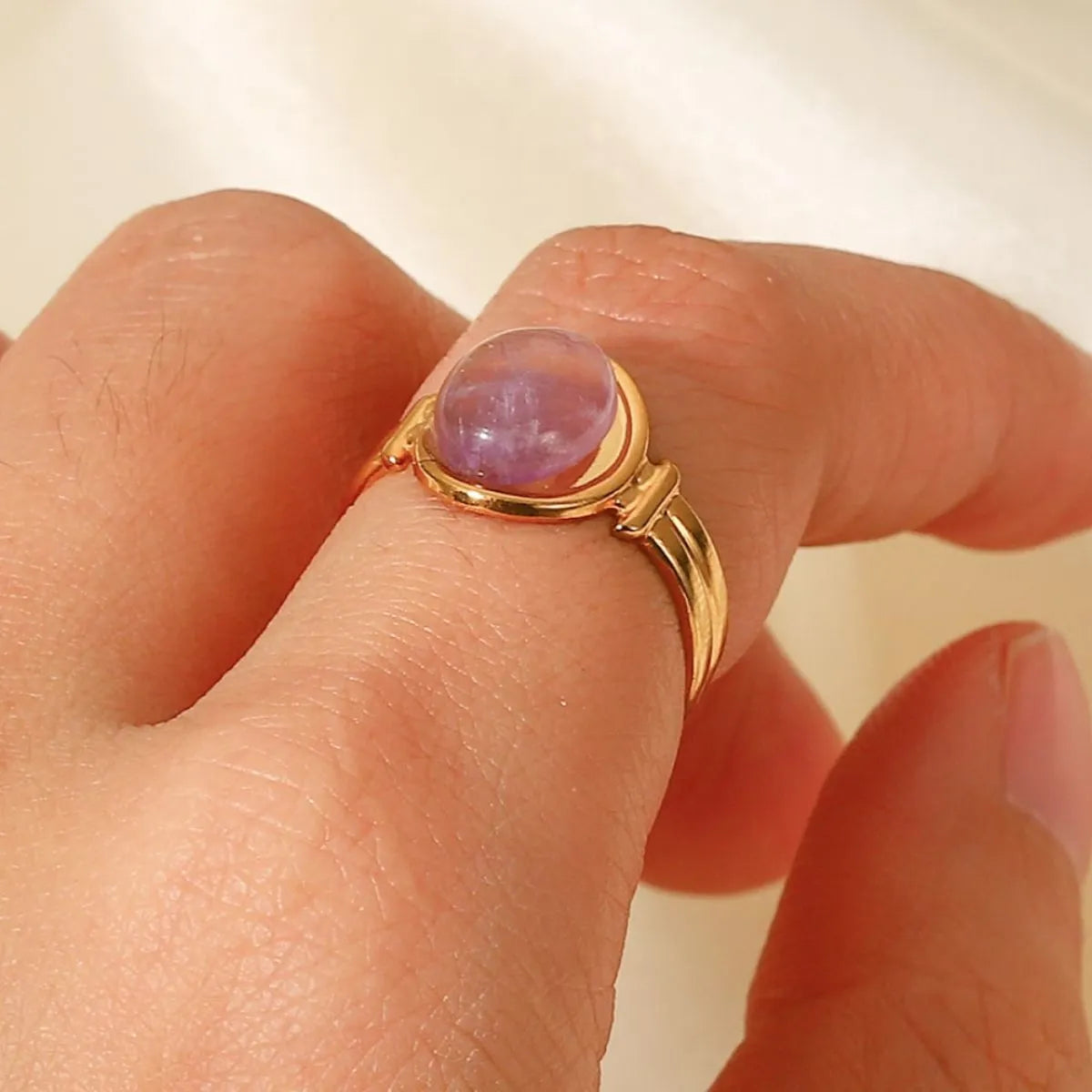 RebelliousGal.com vintage tiger's eye ring 18K gold plated elegant on hand