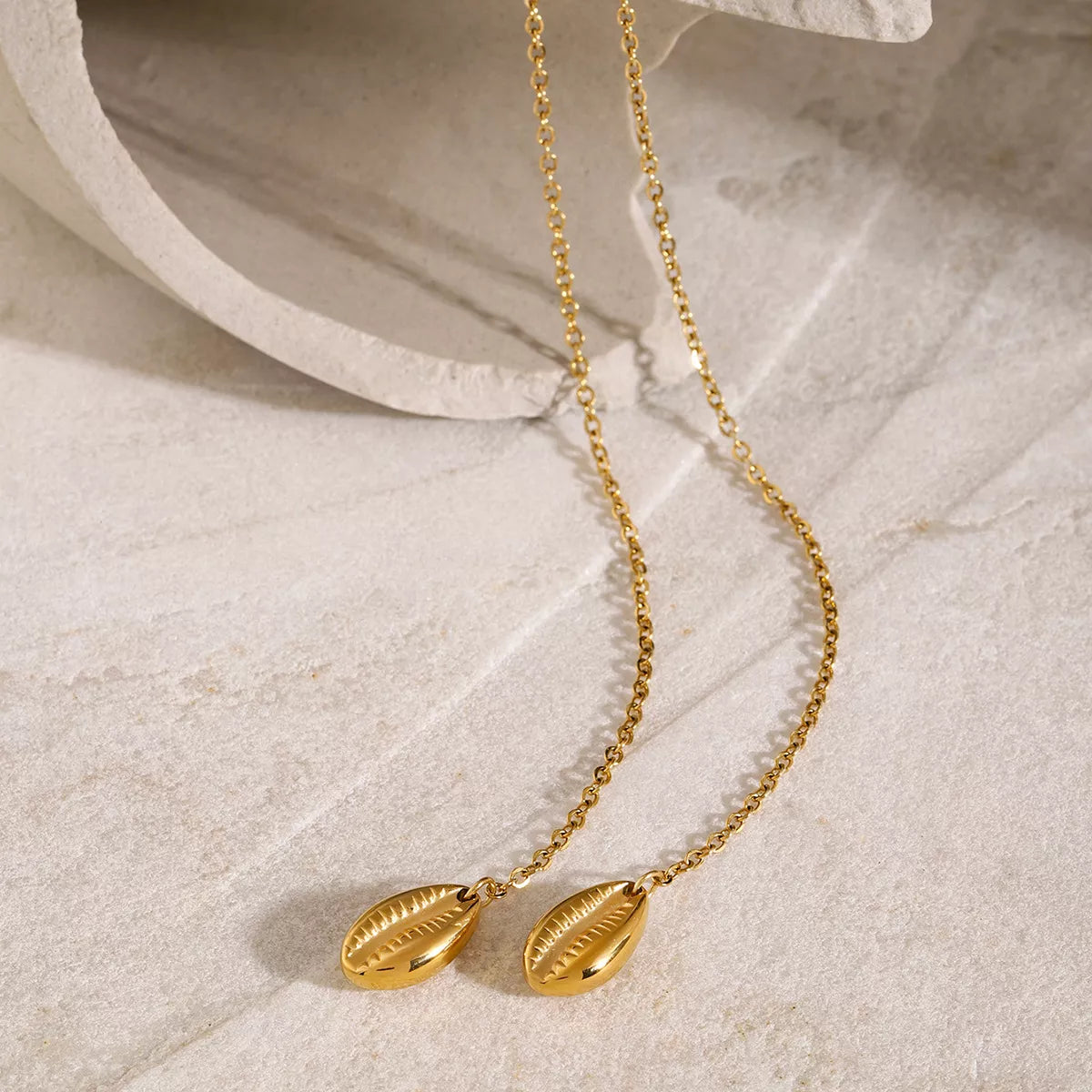 Long 18K gold plated stainless steel chain necklace Rebellious Gal flat lay styling shot