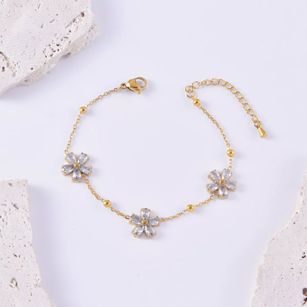 Zircon stones Flower Design Bracelet | Rebellious Gal Jewelry Set