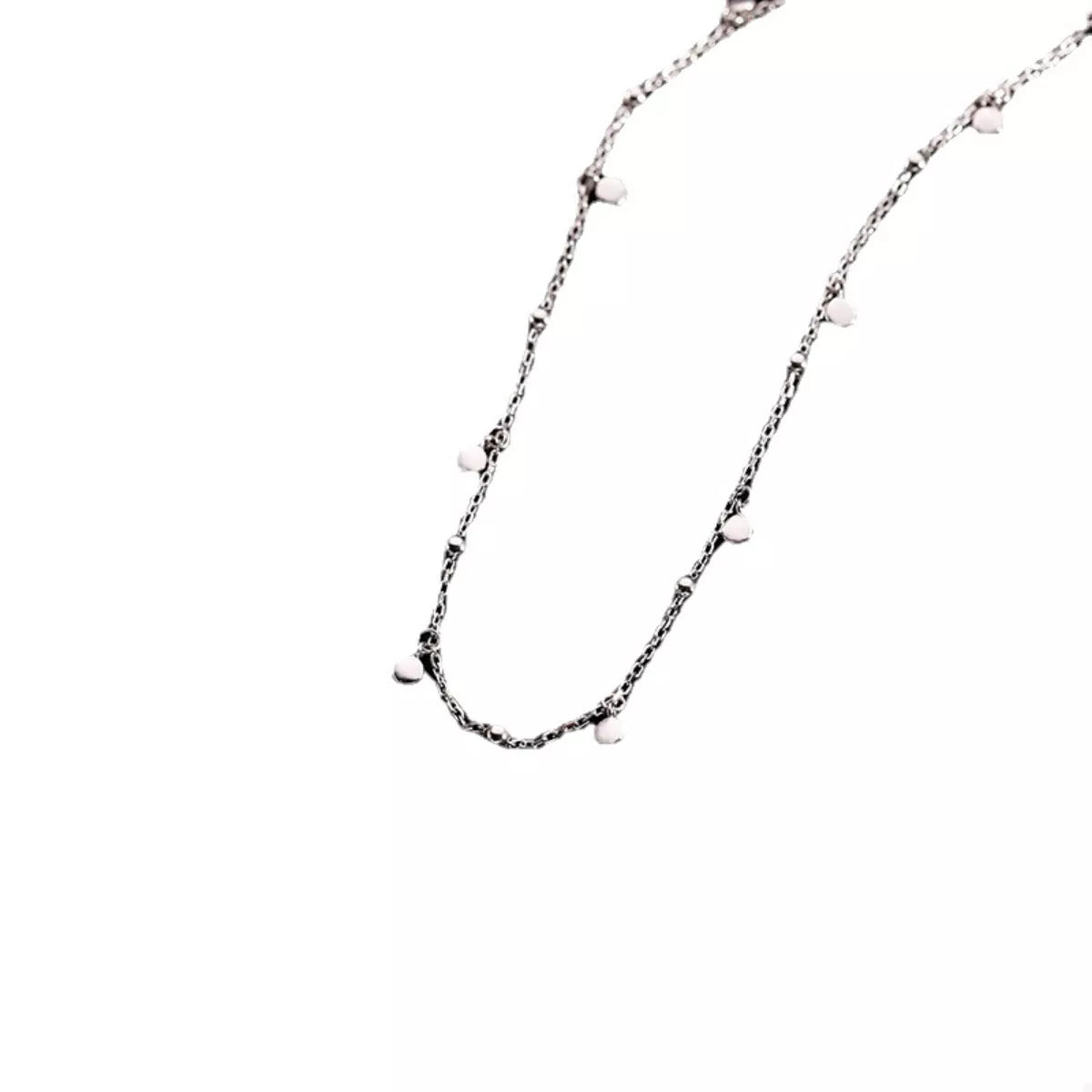 Copper Disc Beaded Choker Necklace White Background Close Up - Rebellious Gal Jewelry 