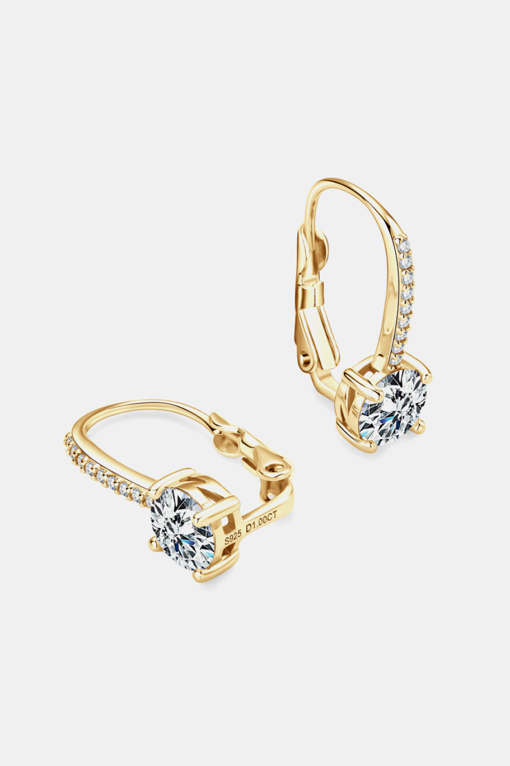 Minimalist moissanite stud earrings close-up showing brilliant sparkle and zircon accents