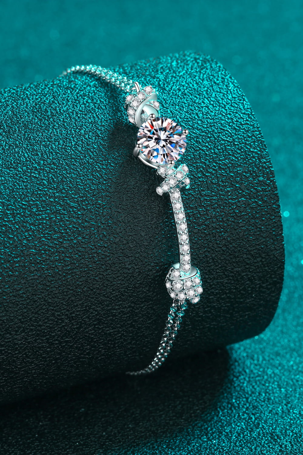 Rebellious Gal 2 carat moissanite bracelet front view on white background