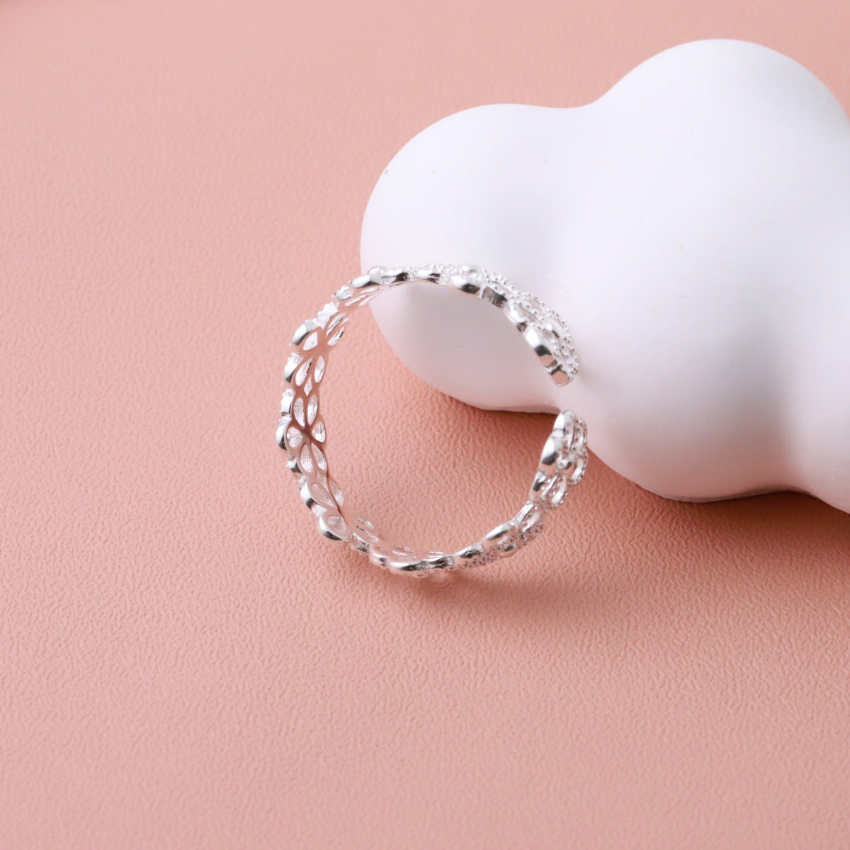 Lifestyle image: Rebellious Gal floral adjustable ring styled with edgy casual outfit