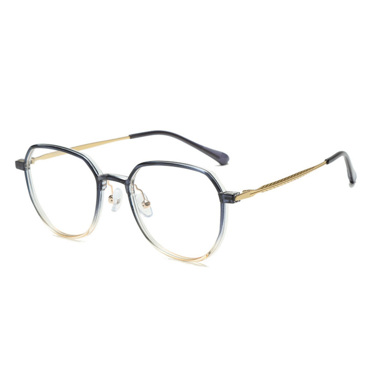 Close-up of gradient lens hexagon sunglasses style