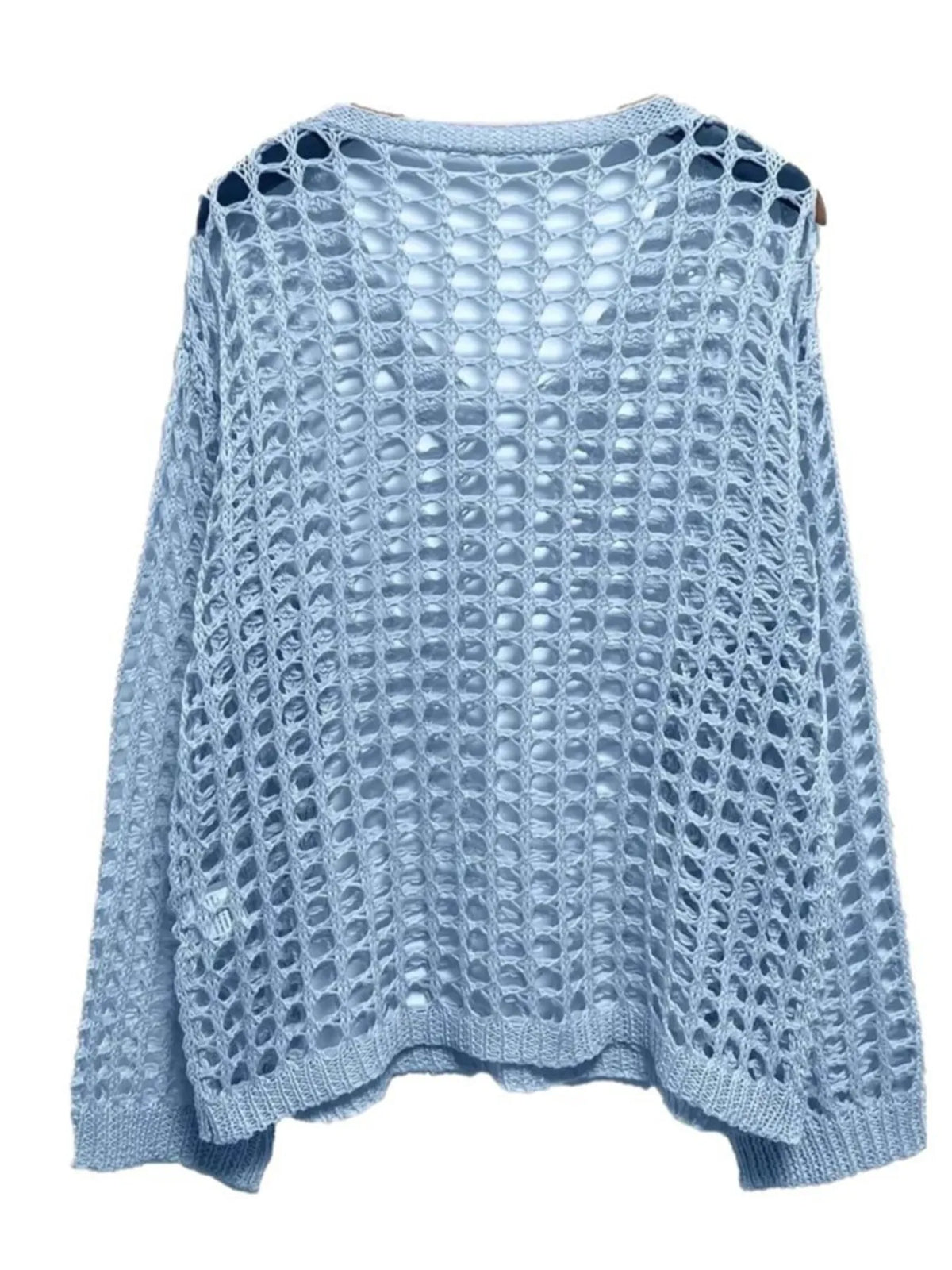 Light blue knitted sweater on a white background