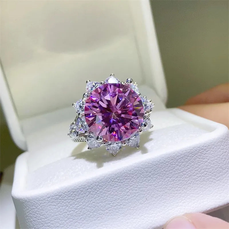 Women's 10ct moissanite zircon ring 925 silver massive brilliance in box
