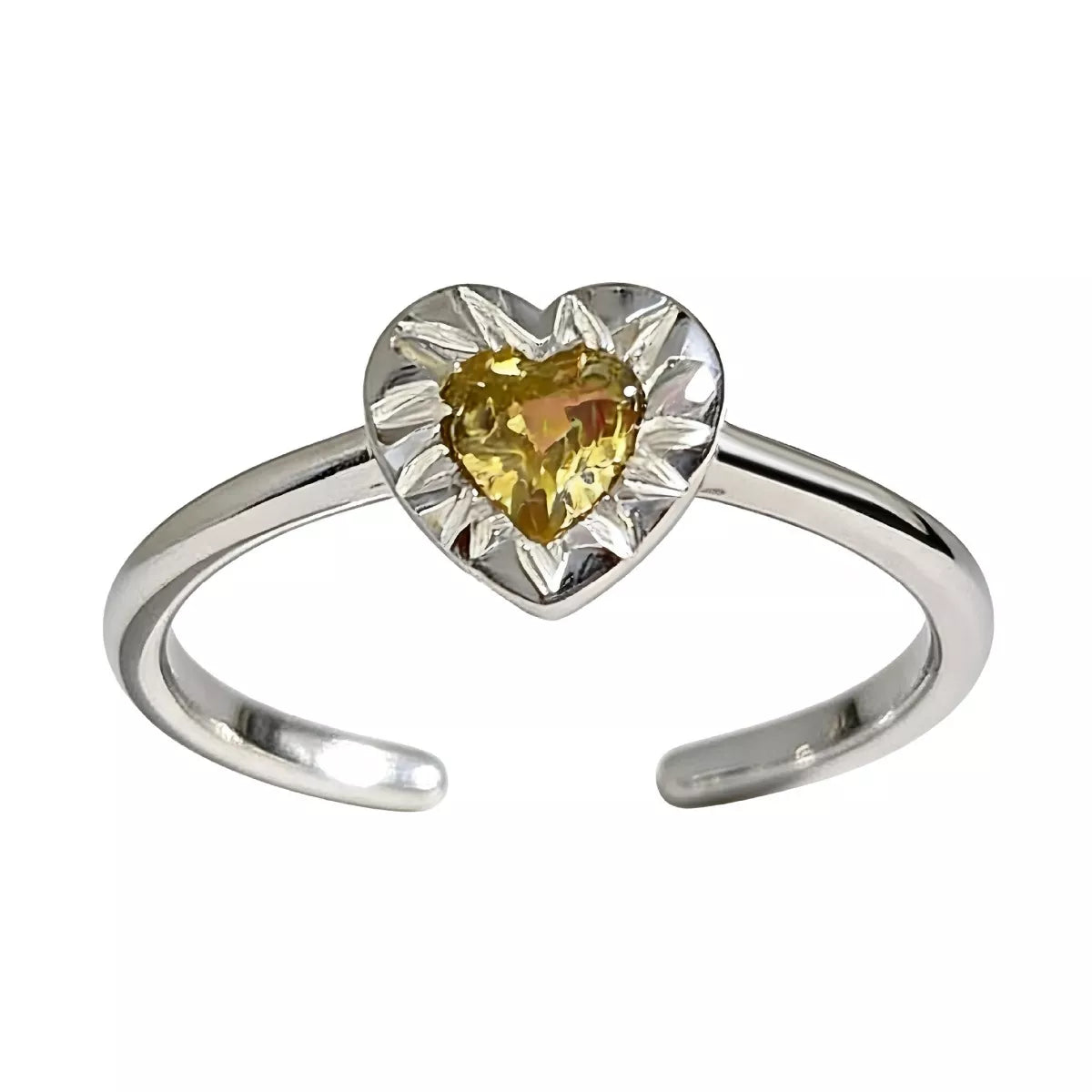 Rebellious Gal heart-shaped open ring front view on white background