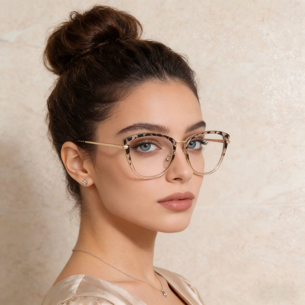 Close-up of sharp cat-eye frame detail