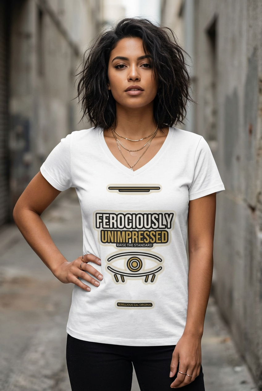 Ferociously Unimpressed Graphic V-Neck Tee - view 2