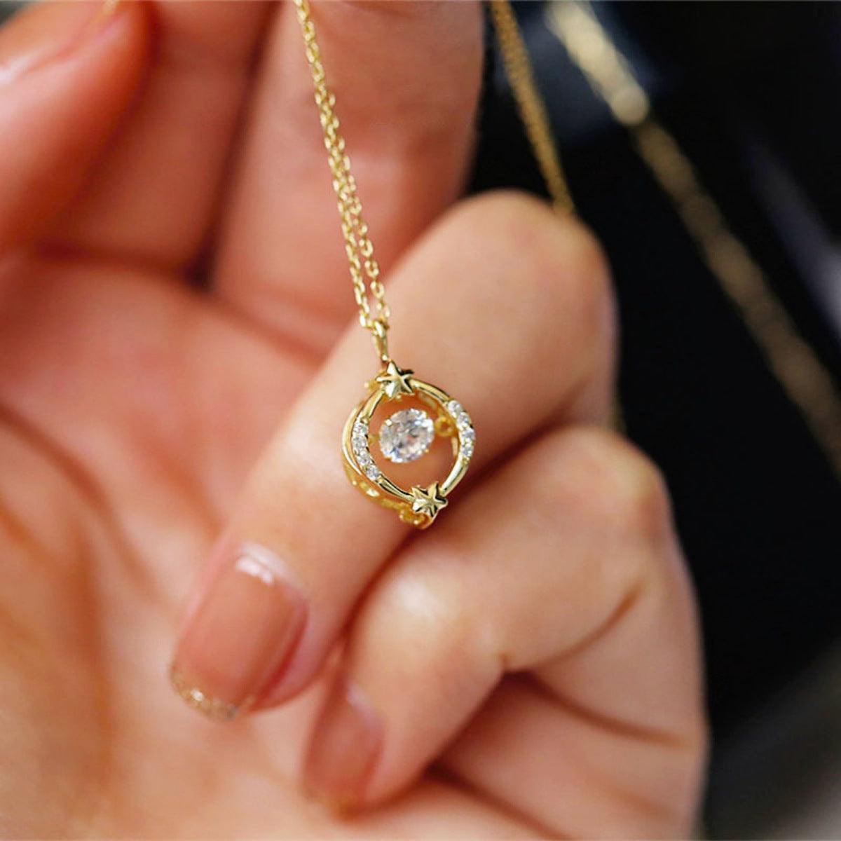 Pendant necklace displayed in matching jewelry box